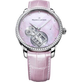 Maurice Lacroix Fake Watch-Masterpiece Roue Carrée Seconde Pink Pearl Diamonds Steel MP7158-SD501-570
